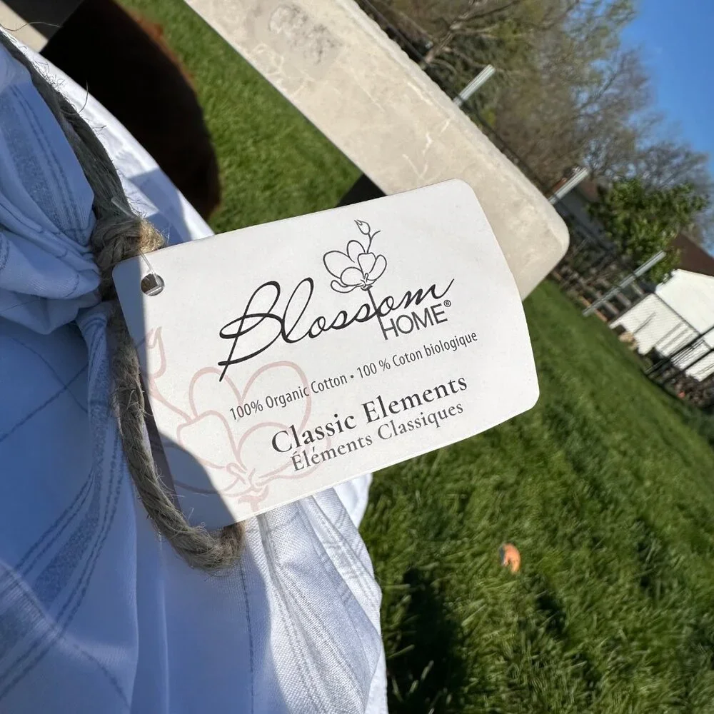 BLOSSOM HOME‎ Organic Cotton Sheet Set Queen Grey Classic Plaid